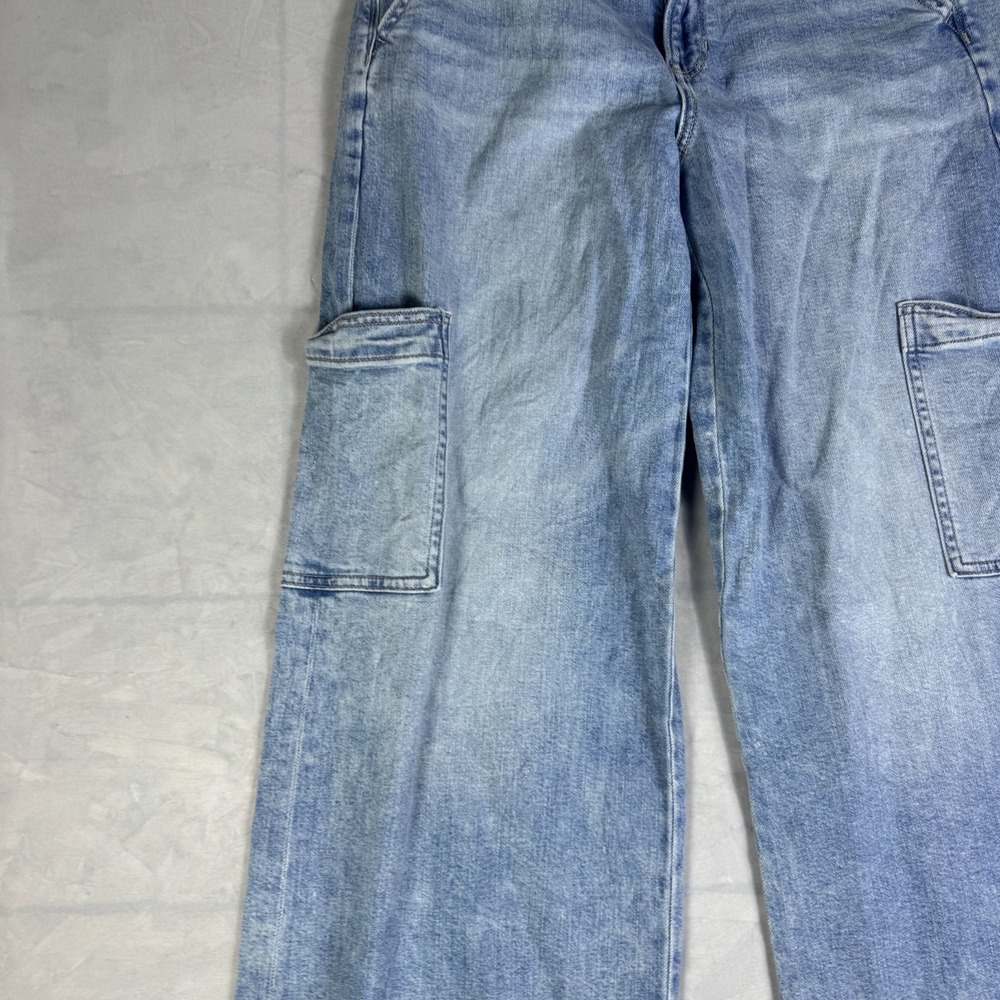 American Eagle Womens Baggy Wide-Leg Cargo Jeans Blue‎ Denim Stretch 8 Regular - Picture 5 of 16